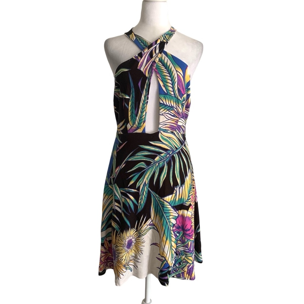 Mara Hoffman Large Colorful Tropical Halter Summer Beach Resort Cruise Dress